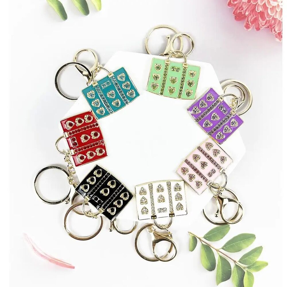 Rhinestone Purse Key Chain Purse Backpack Charm Keychain Choose Color